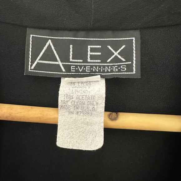 Alex Evenings Black Open Front Cardigan Womens Size 6 Classic Dressy Swing Flowy - Picture 2 of 3